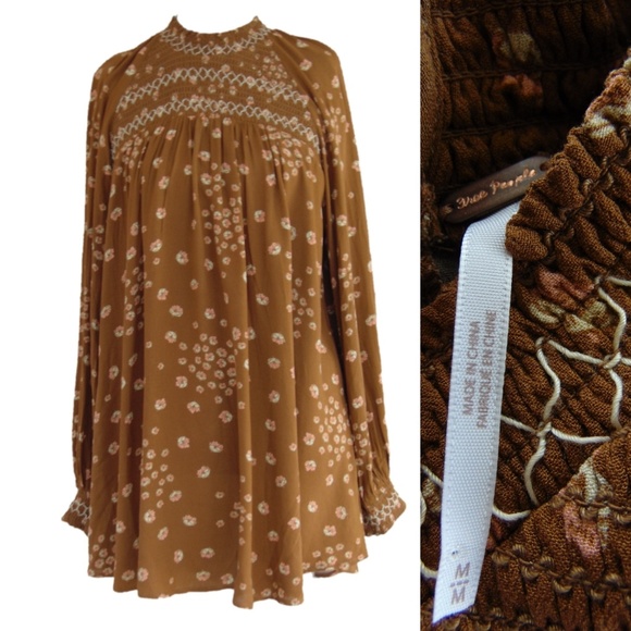 free people flowers in her hair smock detail tunic top